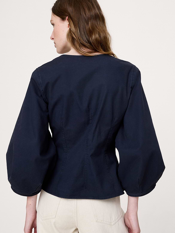 Haut à manches bouffantes en toile de coton