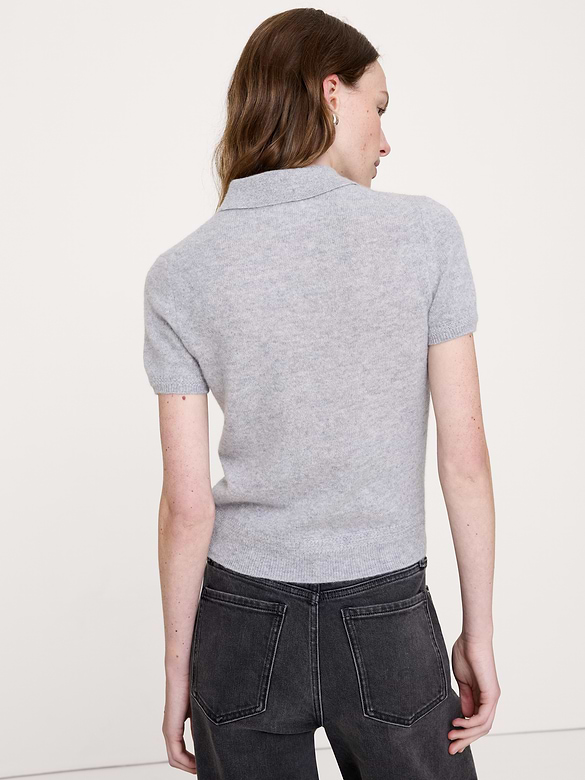 Lightweight Cashmere Short-Sleeve Sweater Polo