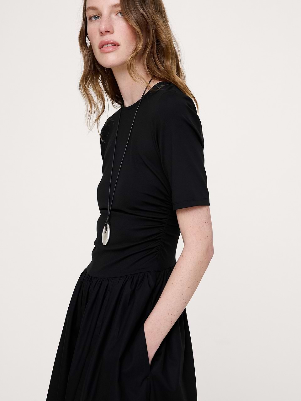 Jersey + Cotton Poplin Maxi Dress