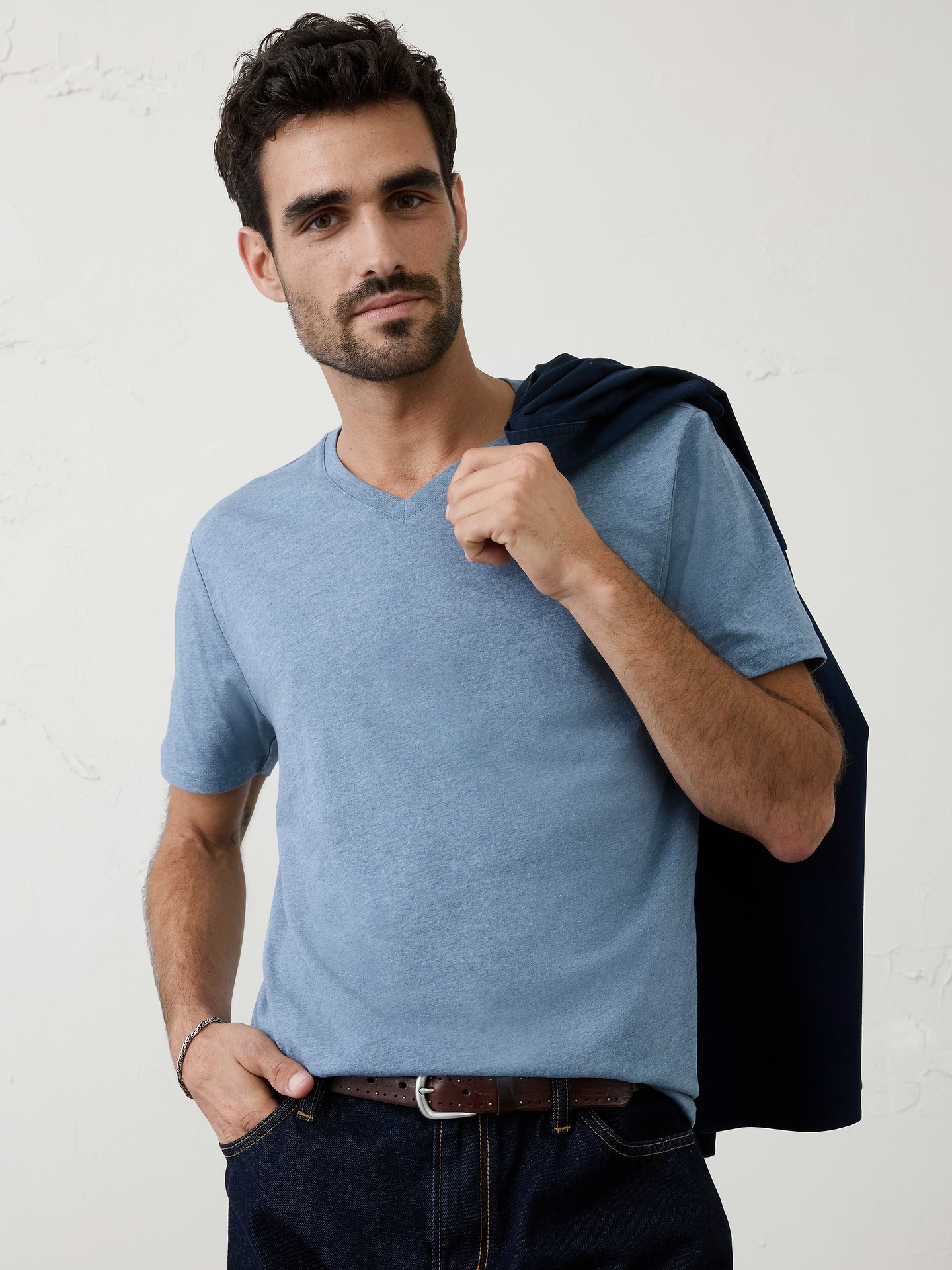 Image number 1 showing, Standard-Fit Premium Wash V-Neck Shirt