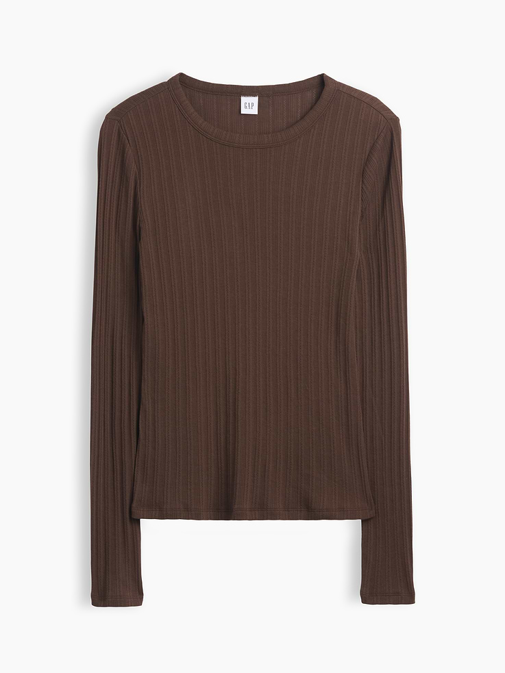 Image number 5 showing, Essential Ribbed Pointelle T-Shirt