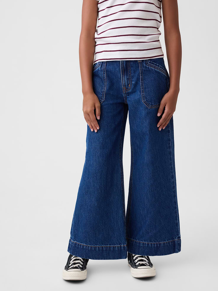 Image number 3 showing, Kids High Rise Stride Wide-Leg Ankle Jeans