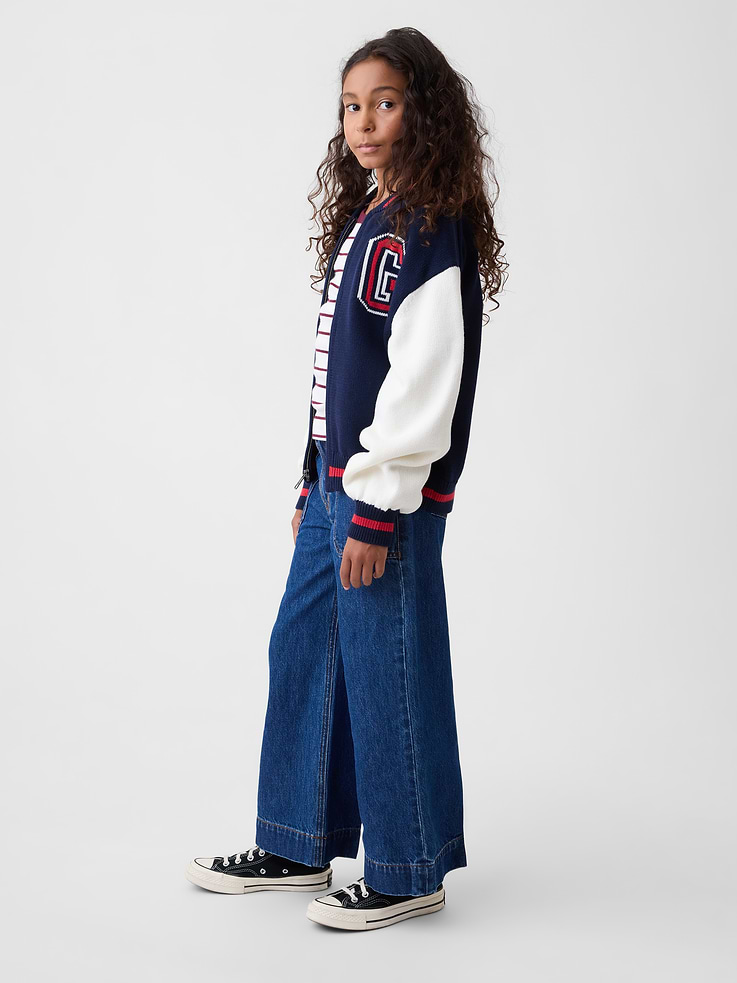 Image number 5 showing, Kids High Rise Stride Wide-Leg Ankle Jeans