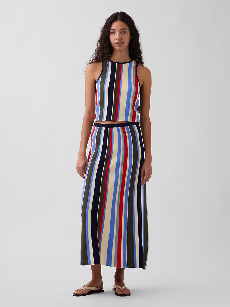 Image number 4 showing, 100% Cotton Stripe Halter Sweater Tank