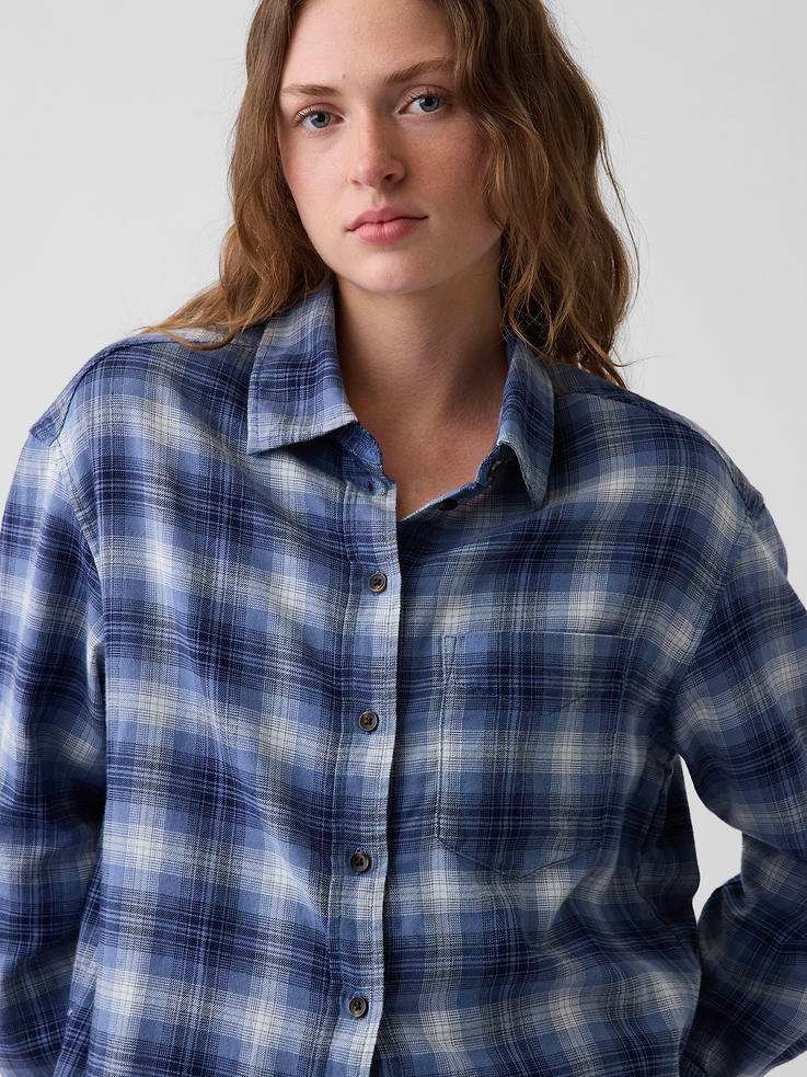L'image numéro 4 présente Chemise surdimensionnée à ourlet droit en flanelle