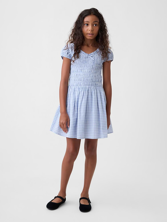 Kids Smocked Print Dress