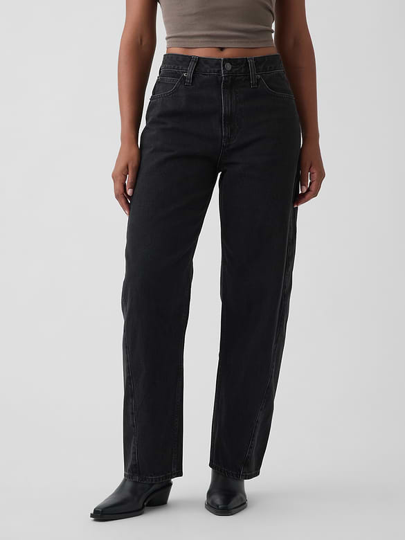 Curvy High Rise Barrel Jeans