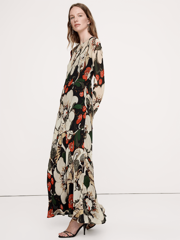 Bias-Cut Chiffon Maxi Dress
