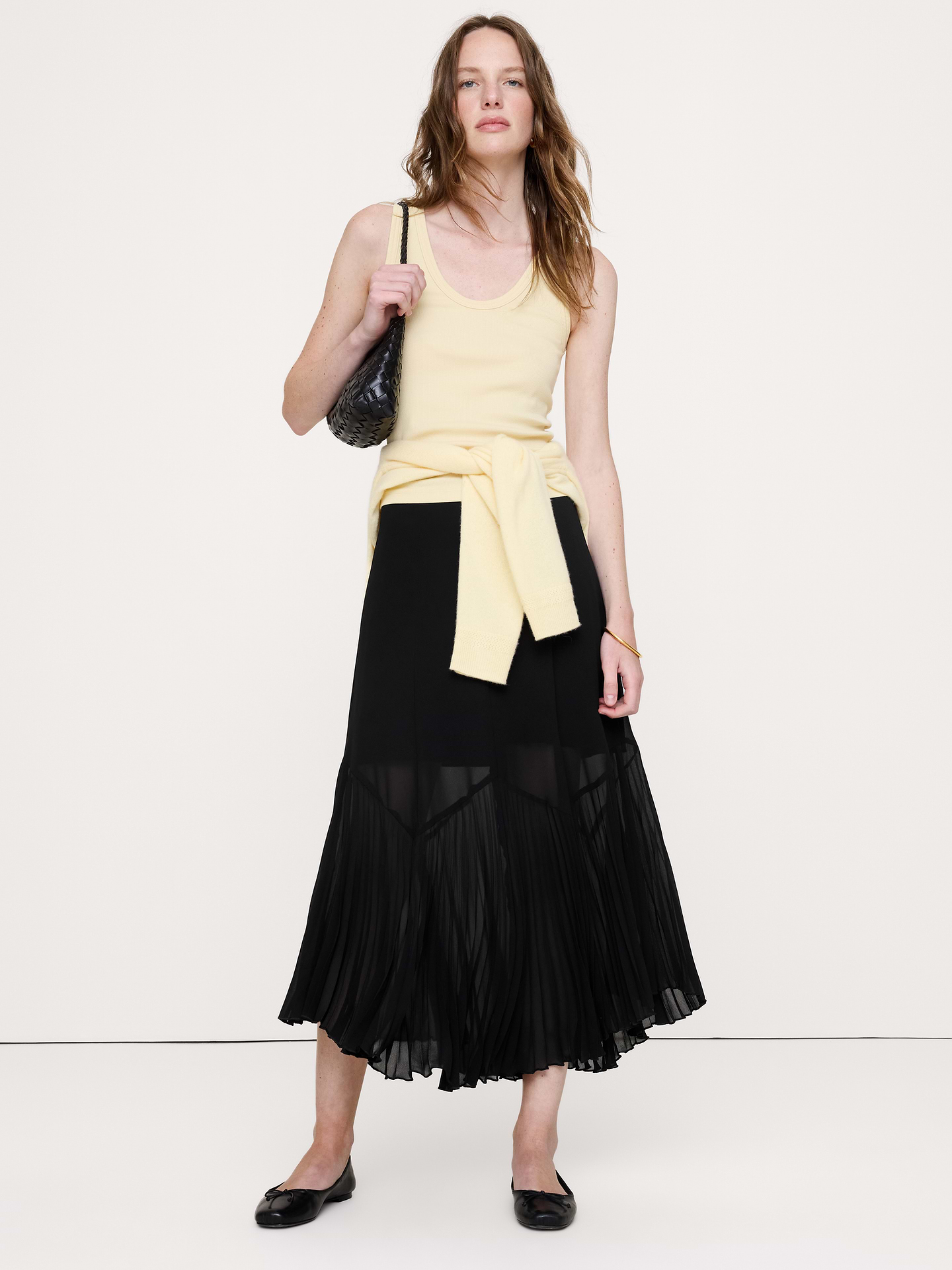 Image number 1 showing, Chiffon Pleated-Trim Midi Skirt