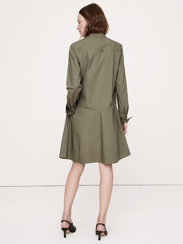 Robe-chemisier trapèze courte en coton