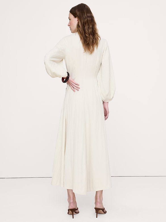 Robe longue boutonnée en sergé fluide