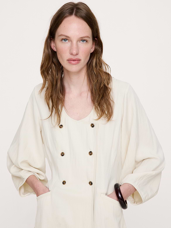 Robe longue boutonnée en sergé fluide