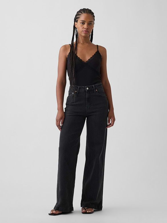 Curvy High Rise Stride Wide-Leg Jeans