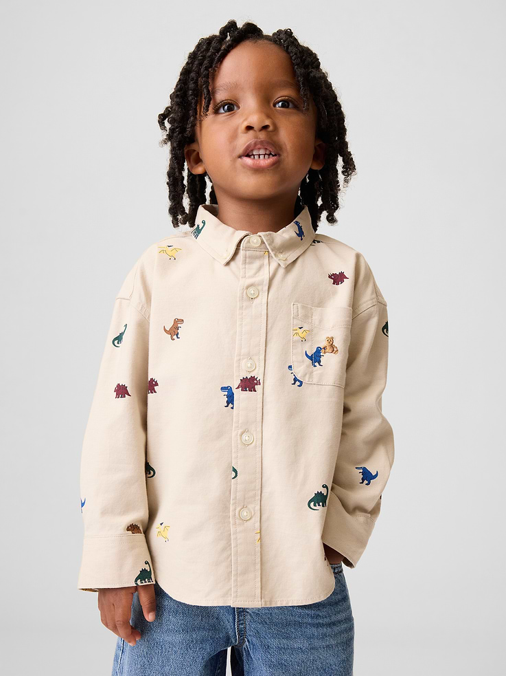 Image number 1 showing, Baby & Toddler Print Oxford Big Shirt