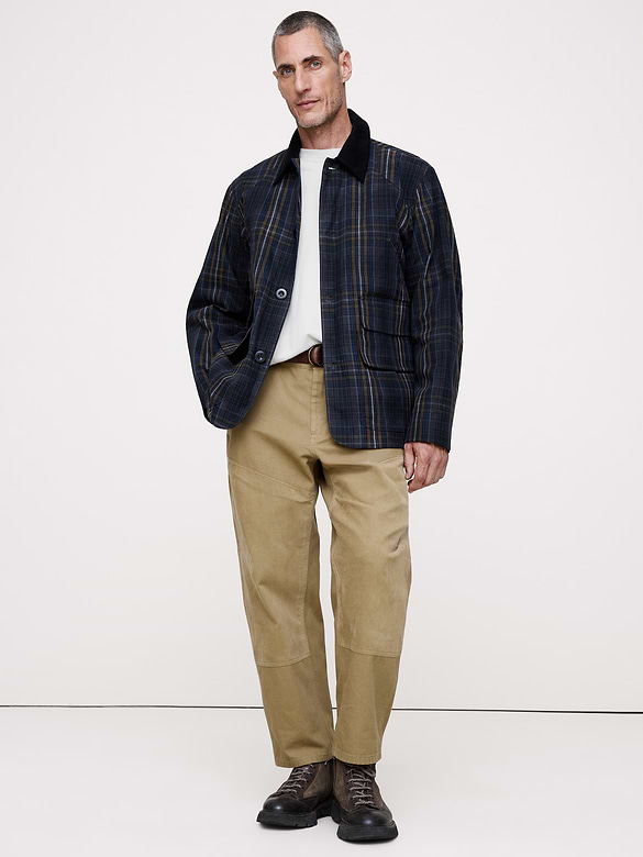 Cotton Canvas Barn Coat with Corduroy Collar