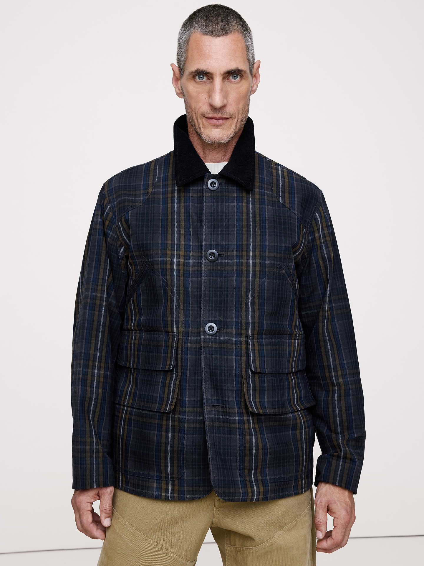 Image number 1 showing, Plaid Chore Coat with Corduroy Collar