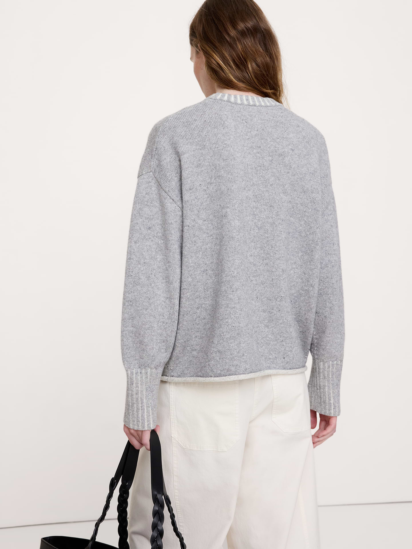 Image number 4 showing, Oversized Merino-Cotton Crew-Neck Sweater
