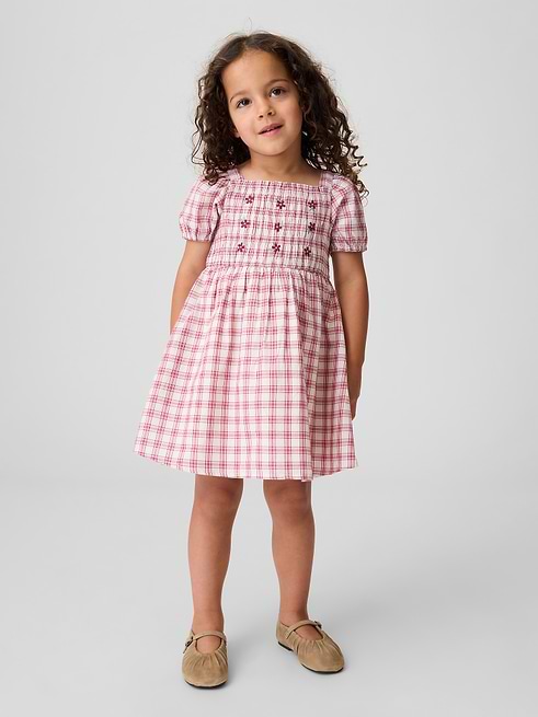 Toddler & Smocked Plaid Dress by Gap Pink Plaid Size 18-24 M