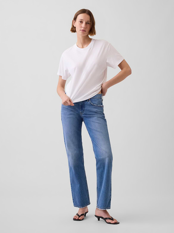 Mid Rise Relaxed Straight Jeans