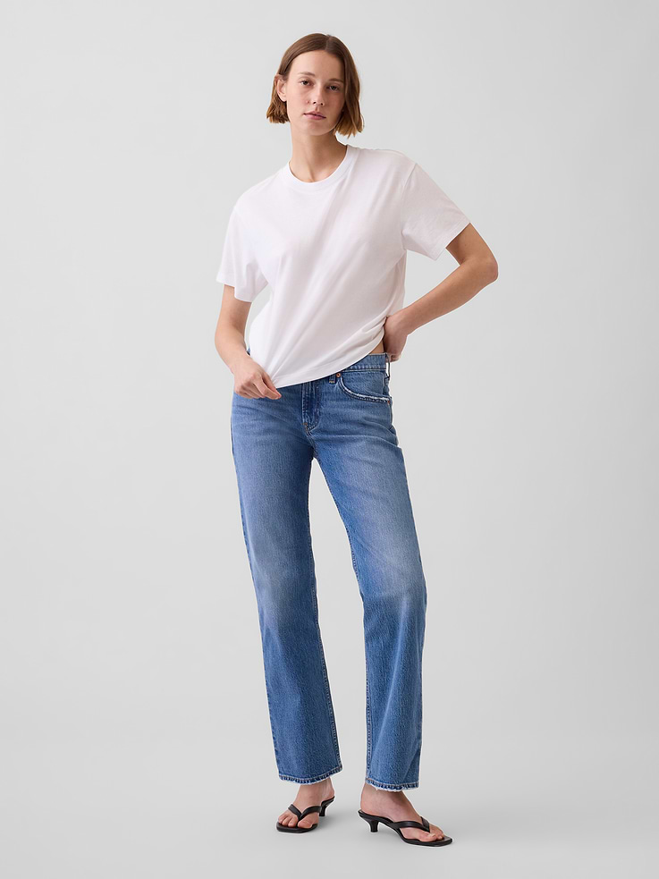Image number 1 showing, Mid Rise Relaxed Straight Jeans