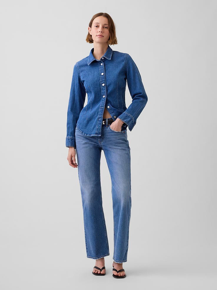 Image number 5 showing, Mid Rise Relaxed Straight Jeans