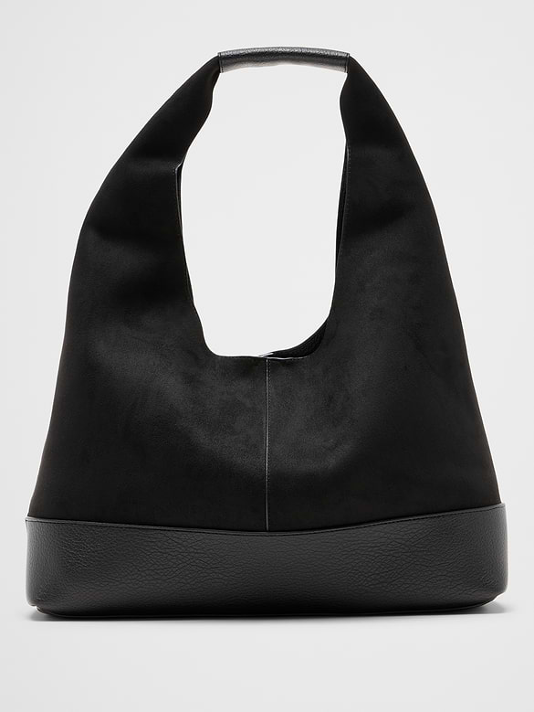 Vegan Suede Mixed Media Medium Slouchy Tote