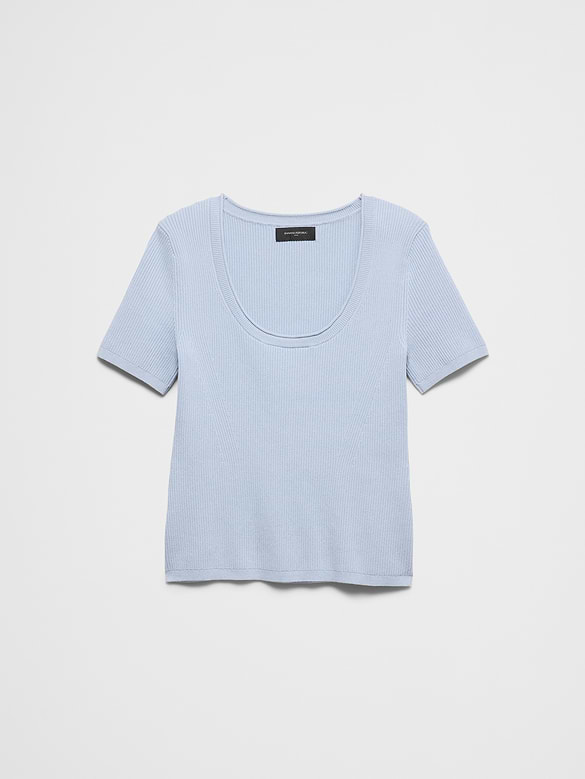 Ribbed Scoop-Neck Sweater
