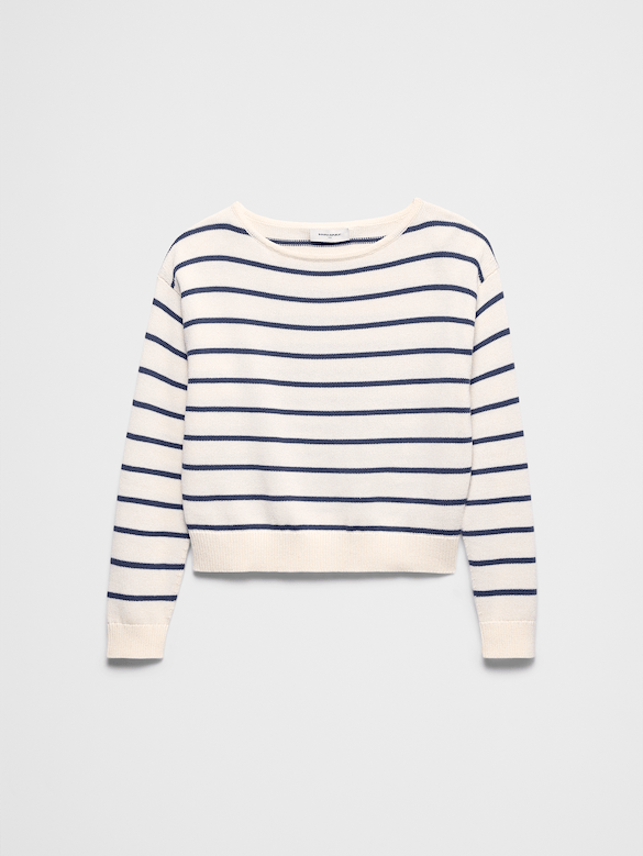 Cotton Striped Boat-Neck Sweater