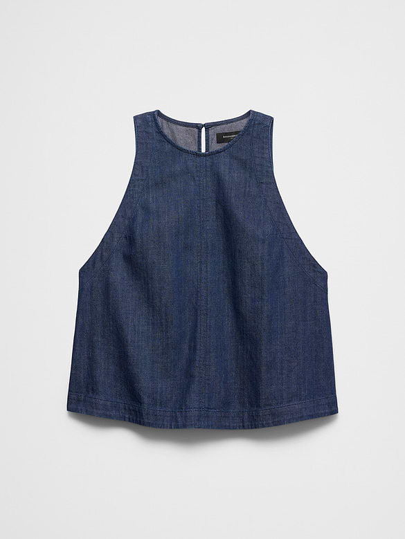 Denim High-Neck Top