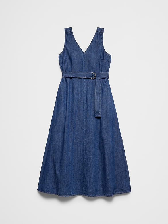 Chambray Belted Maxi Dress