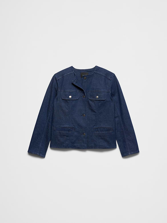 Denim Collarless Jacket