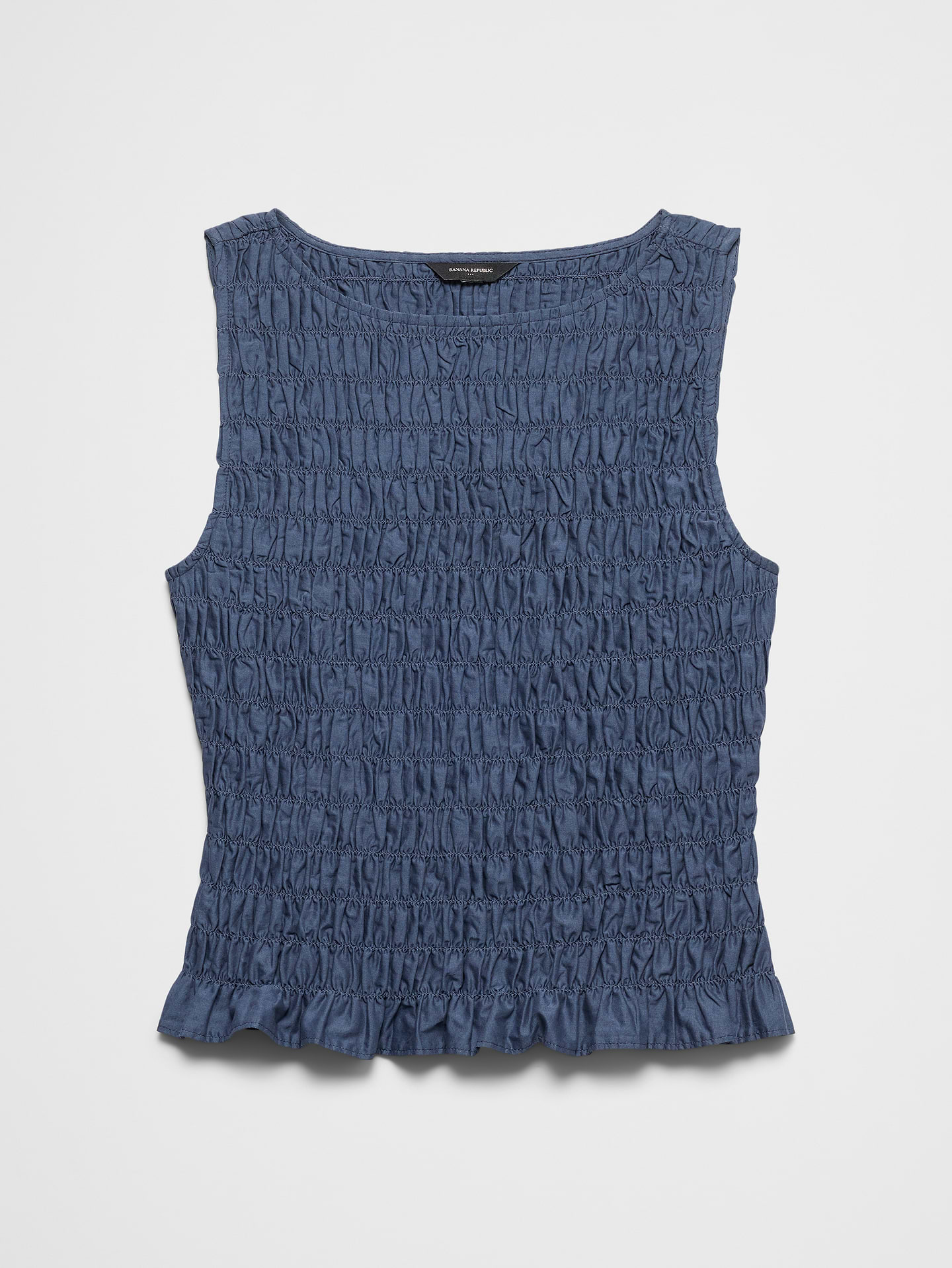 Image number 4 showing, Boatneck Smocked Cropped Top