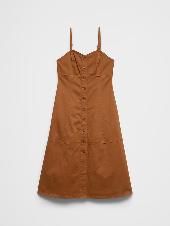 Corset Button-Down Midi Dress