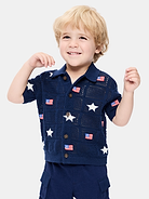 Image number 1 showing, Oversized Short-Sleeve Crochet-Knit Shirt for Toddler Boys