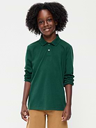 Image number 1 showing, School Uniform Long-Sleeve Polo Shirt for Boys