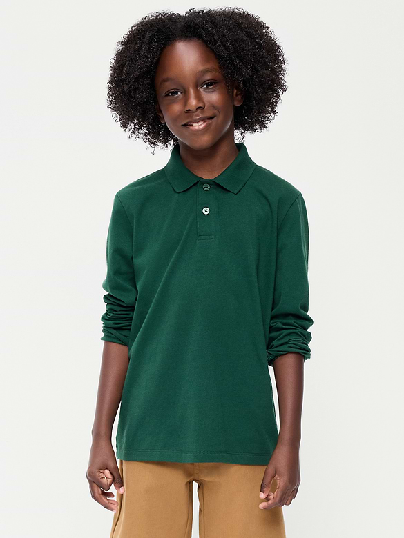 Polo d’uniforme scolaire à manches longues pour garçon