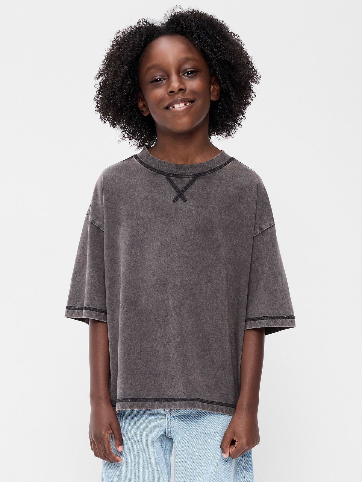 Image number 1 showing, Oversized Short-Sleeve Boxy T-Shirt for Boys