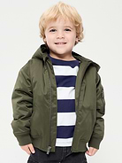 L'image numéro 1 présente Blouson d’aviateur surdimensionné hydrorésistant en satin pour tout-petit