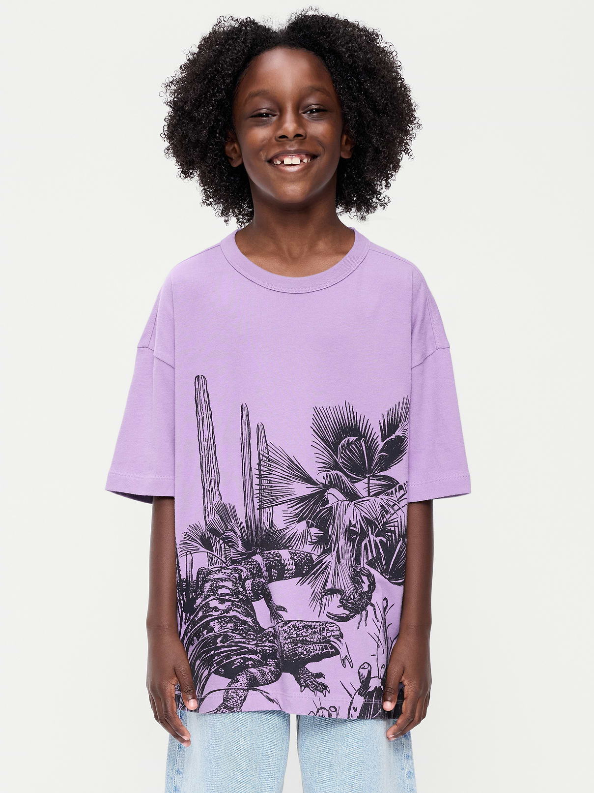 Image 1 of 3, crew neck, short sleeves, drop shoulders, graphic at front, Product #894273