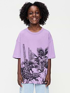 Image 1 of 3, crew neck, short sleeves, drop shoulders, graphic at front, Product #894273