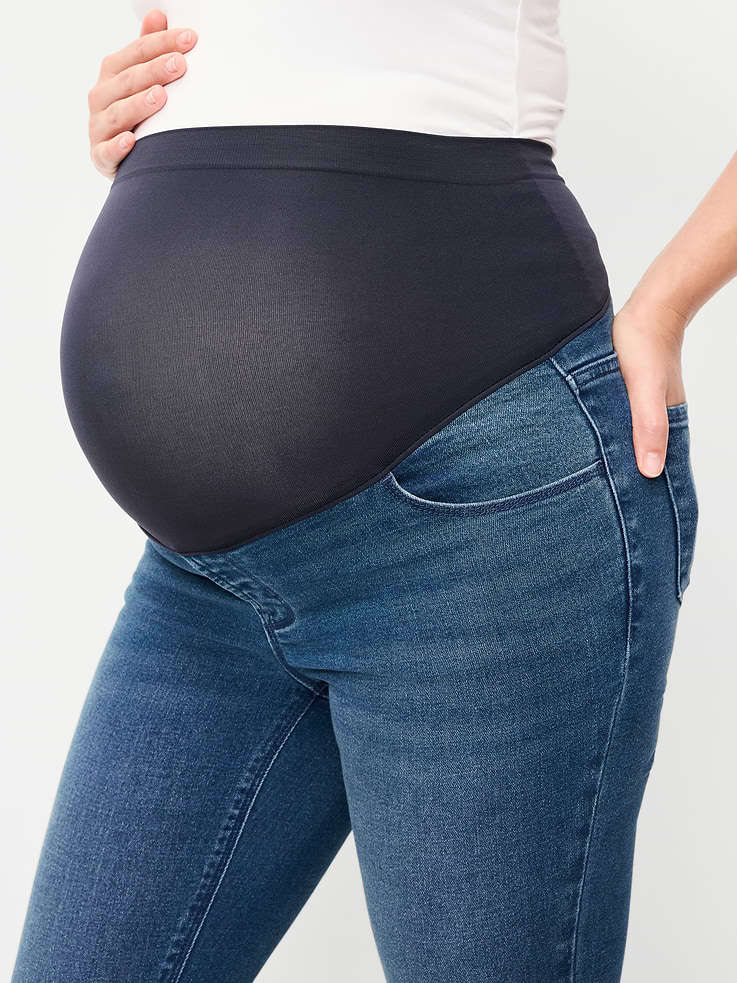 L'image numéro 5 présente Jean Wow ajusté à panneau couvrant de maternité