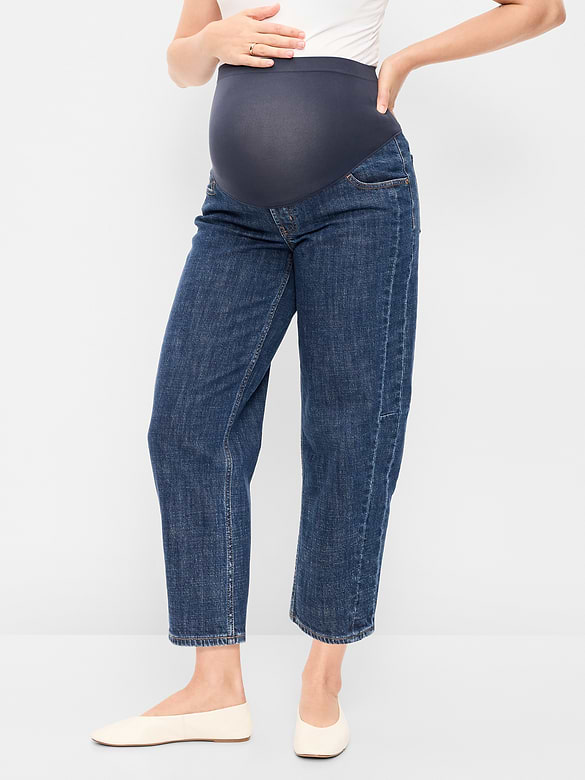 Maternity Full-Panel Barrel Ankle Jeans