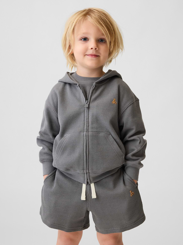 Image number 1 showing, Baby & Toddler Waffle Zip Hoodie