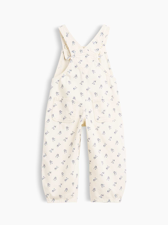 Toddler Floral Denim Horseshoe Overalls