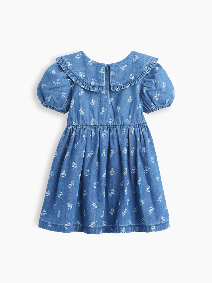Image 3 of 3, Baby & Toddler Denim Collared Floral Dress