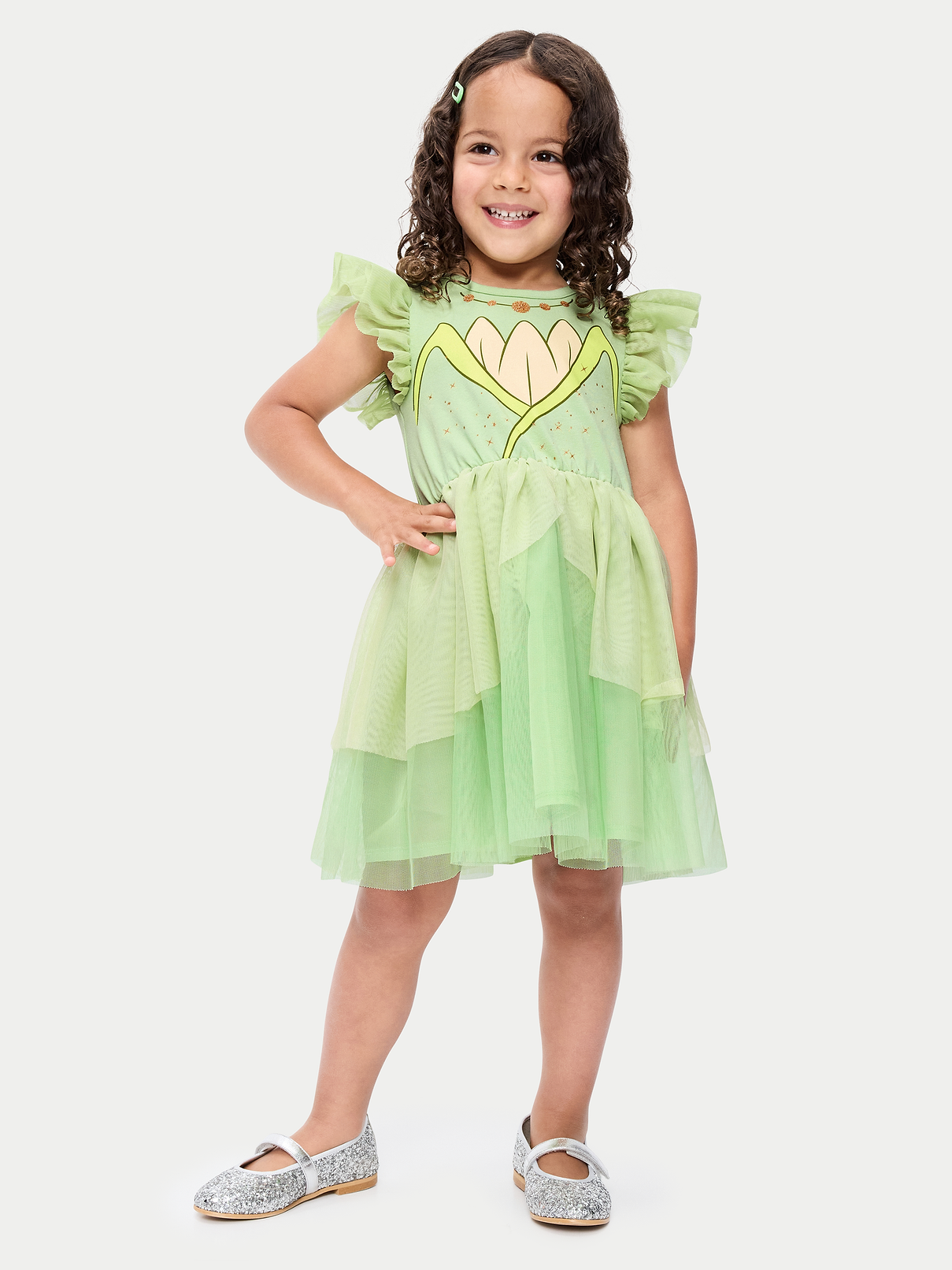 Image 1 of 2, crew neck, flutter short sleeves, seamed waist, licensed graphic, flared tutu skirt, ©Disney, Product #896399