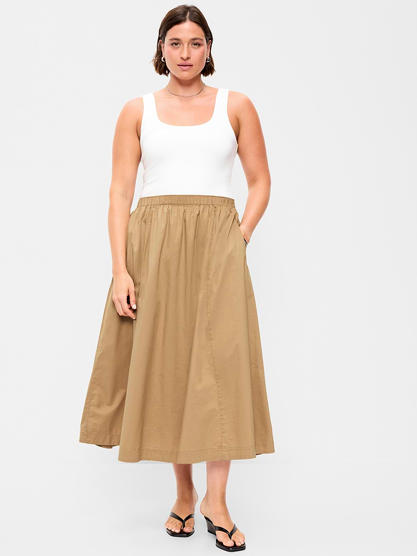 Poplin Midi Skirt