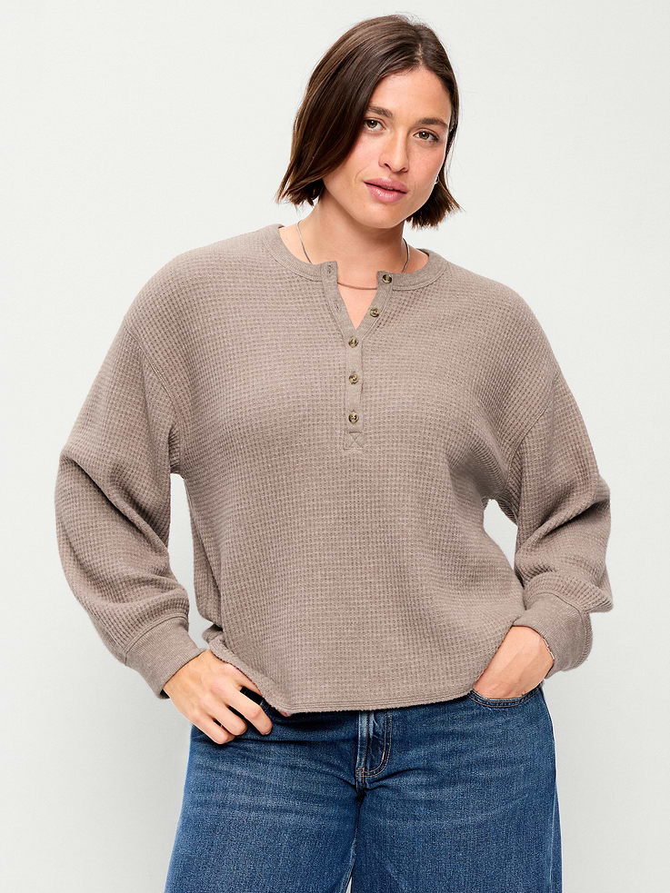 Image number 5 showing, Long-Sleeve Crew-Neck Henley T-Shirt