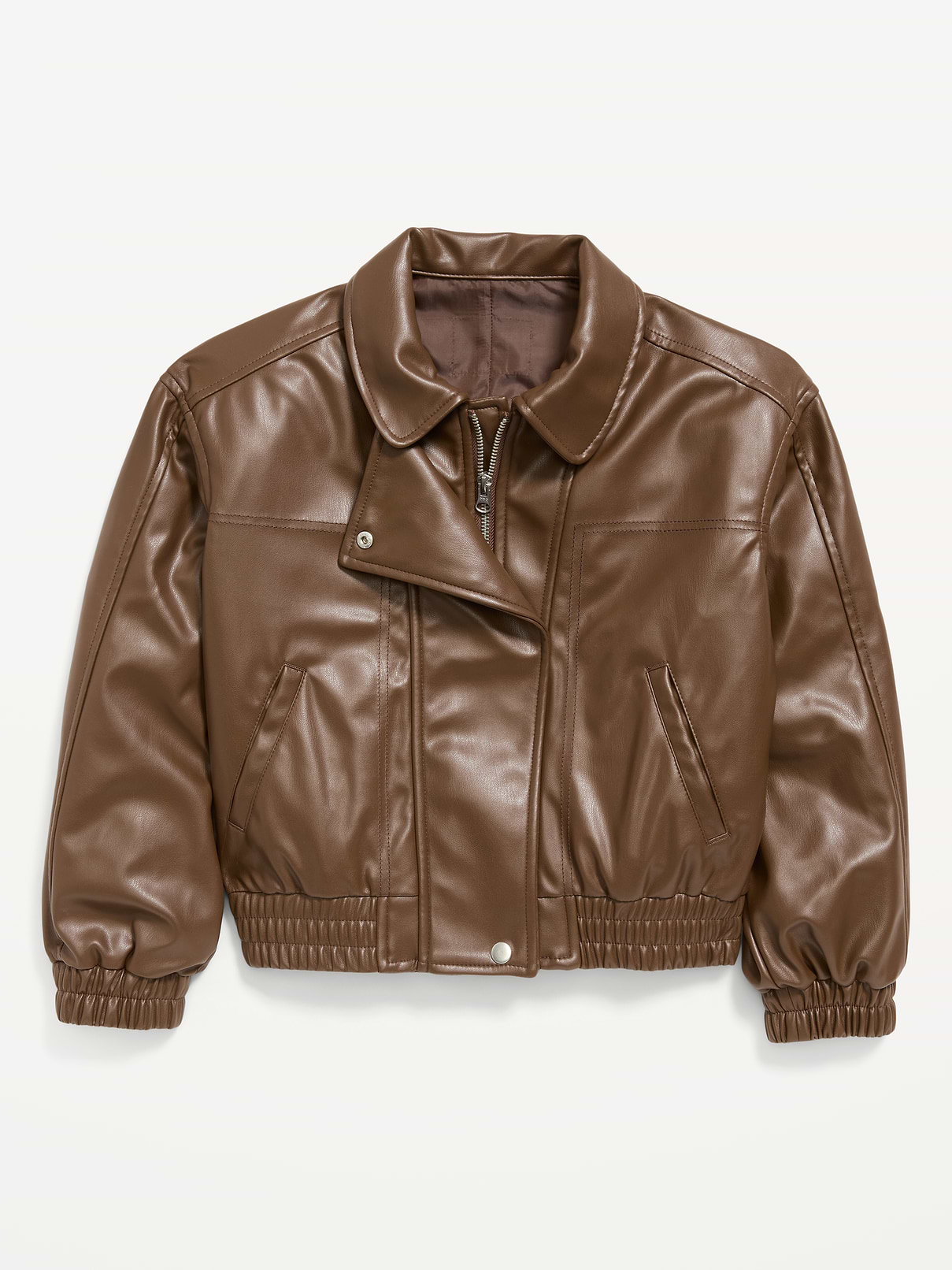 L'image numéro 1 présente Blouson d’aviateur surdimensionné hydrorésistant en similicuir pour fille