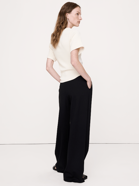 Ribbed Stretch-Cotton Scoop-Neck T-Shirt